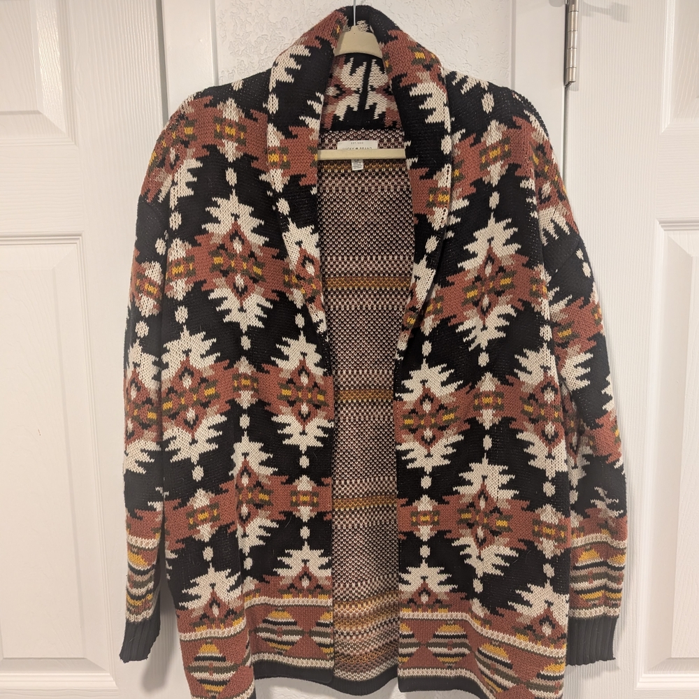 Lucky Brand Multicolor Geometric Cardigan